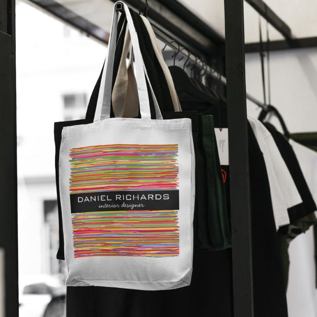 Modern Colourful Stripes Vibrant Interior Designer Tote Bag (Creator Uploaded)