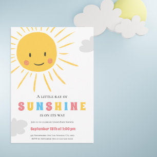 Modern Colourful Sunshine Ray Neutral Baby Shower Invitation