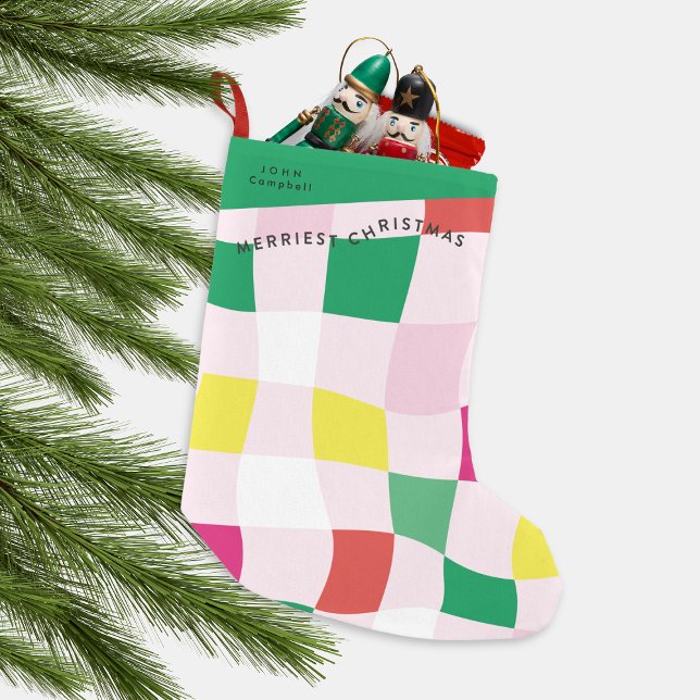 Modern Colourful Tartan Plaid Christmas Small Christmas Stocking (Creator Uploaded)