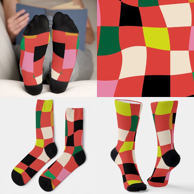 Modern Colourful Tartan Plaid Christmas Socks (Creator Uploaded)