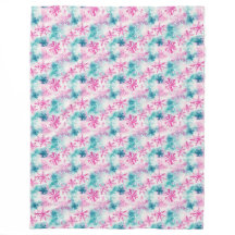 Modern Colourful Teal and Pink Snowflake Pattern
