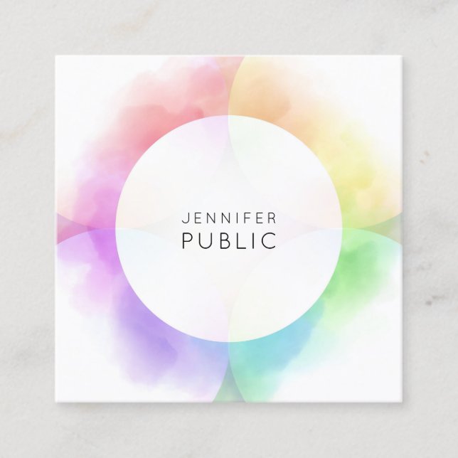 Modern Colourful Template Minimalist Elegant Trend Square Business Card (Front)