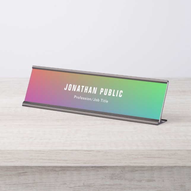 Modern Colourful Template Trendy Design Elegant Desk Name Plate (Front)