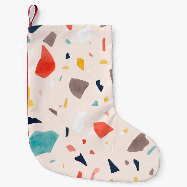 Modern colourful Terrazzo seamless patterns with c Small Christmas Stocking (Front)
