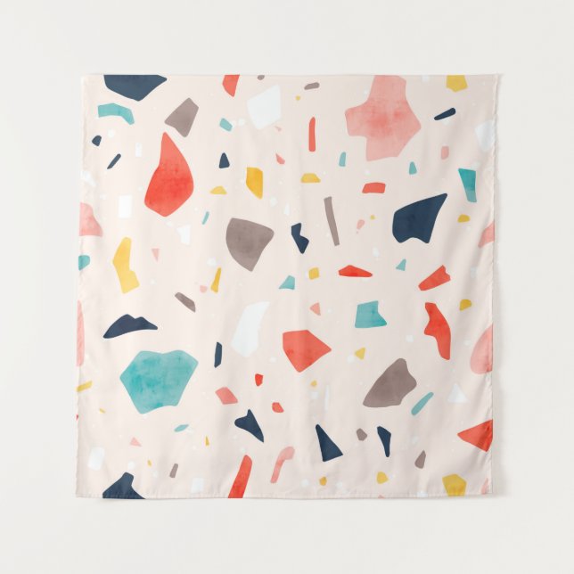 Modern colourful Terrazzo seamless patterns with c Tapestry (Front)