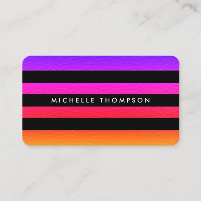 Modern Colourful Texture with Black Stripes Business Card (Front)