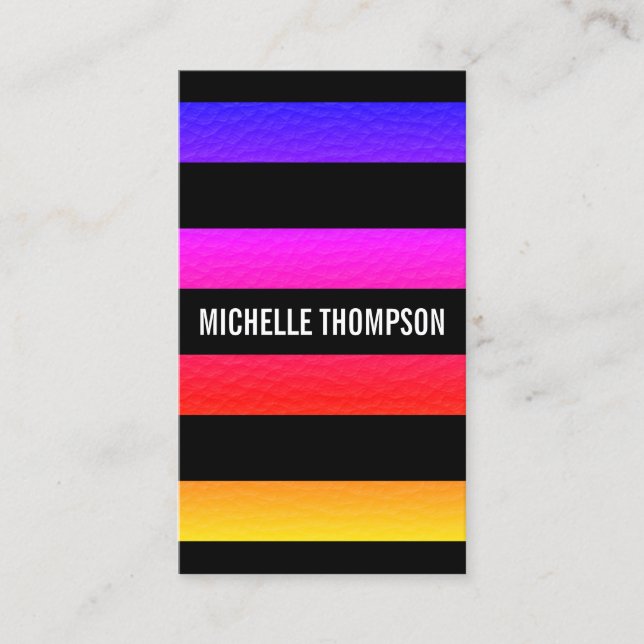 Modern Colourful Texture with Black Stripes Business Card (Front)