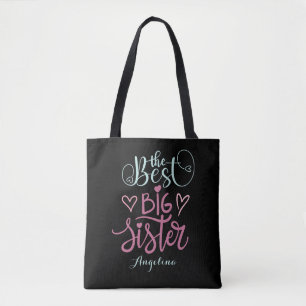 Modern Colourful The Best Big Sister Hand Lettered Tote Bag