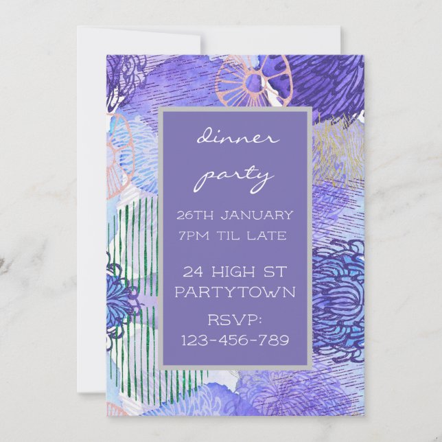 Modern colourful theme pattern design party theme invitation (Front)
