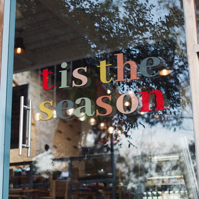 Modern Colourful Tis The Season Holidays Window Cling (Creator Uploaded)