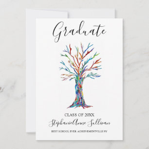 Modern Colourful Tree Graduation Announcement Card