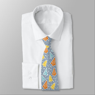 Modern colourful Tree pattern dusty blue Tie
