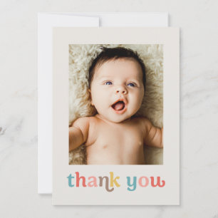 Modern Colourful Trendy Custom photos Baby Shower Thank You Card