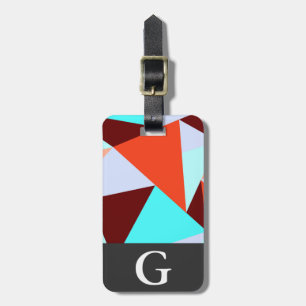 Modern Colourful Triangles & Initial Letter Luggage Tag