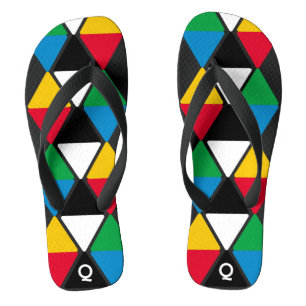 Modern Colourful Triangles Monogram Flip Flops