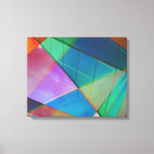 Modern, colourful triangles, trapezoid shapes art canvas print
