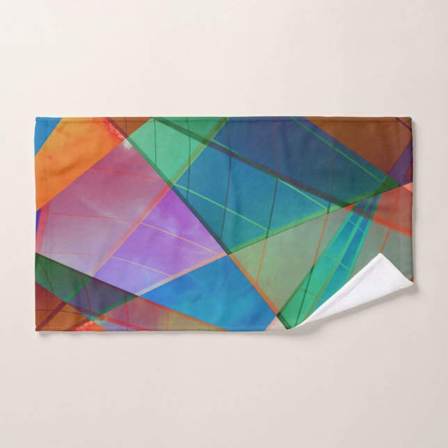 Modern, colourful triangles, trapezoid shapes art hand towel (Hand Towel)