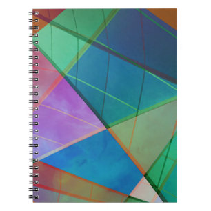 Modern, colourful triangles, trapezoid shapes art notebook