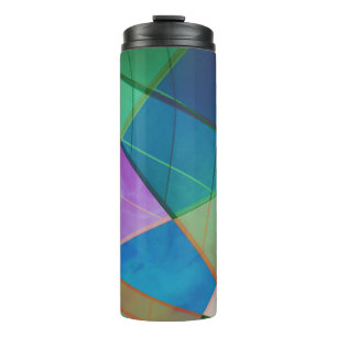 Modern, colourful triangles, trapezoid shapes art thermal tumbler