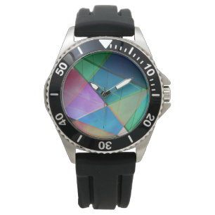 Modern, colourful triangles, trapezoid shapes art watch