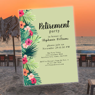 Modern Colourful Tropical Flower Retirement Party Invitation