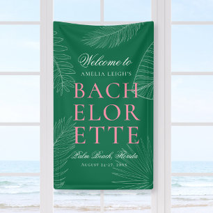 Modern Colourful  Tropical Palm Leaves Bachelorett Banner