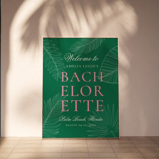 Modern Colourful  Tropical Palm Leaves Bachelorett Poster (Creator Uploaded)