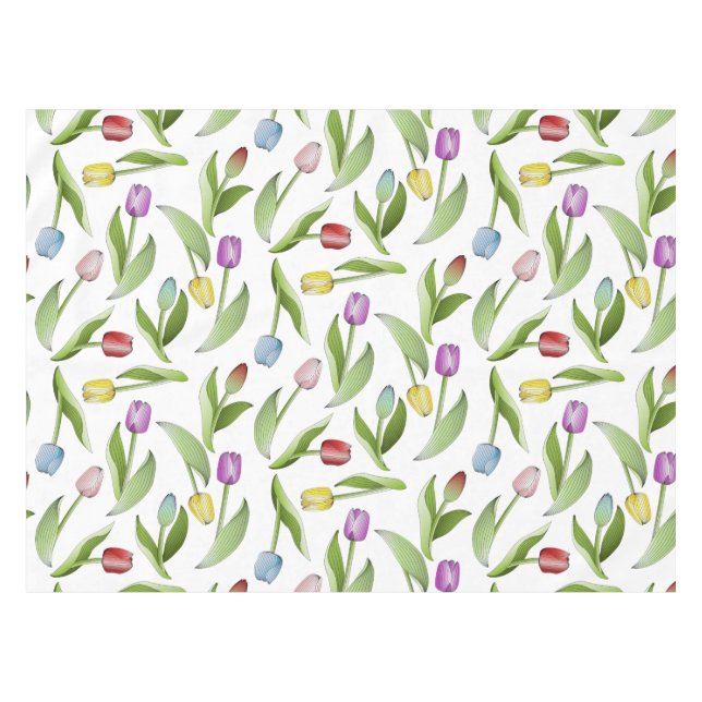 Modern Colourful Tulip Flower Tablecloth (Front (Horizontal))