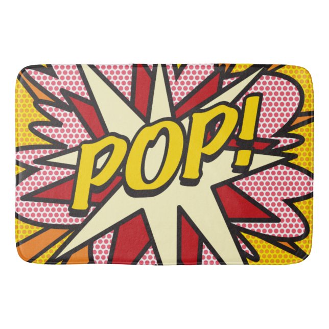 Modern Colourful Typographic Fun Comic Pop Bath Mat (Front)