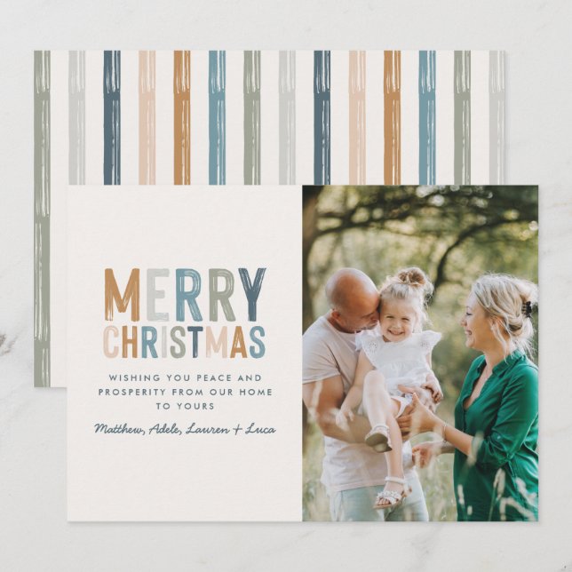 Modern colourful typography Christmas photo Holiday Card (Front/Back)