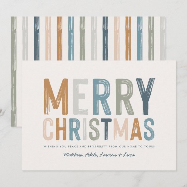 Modern colourful typography Christmas photo Holiday Card (Front/Back)