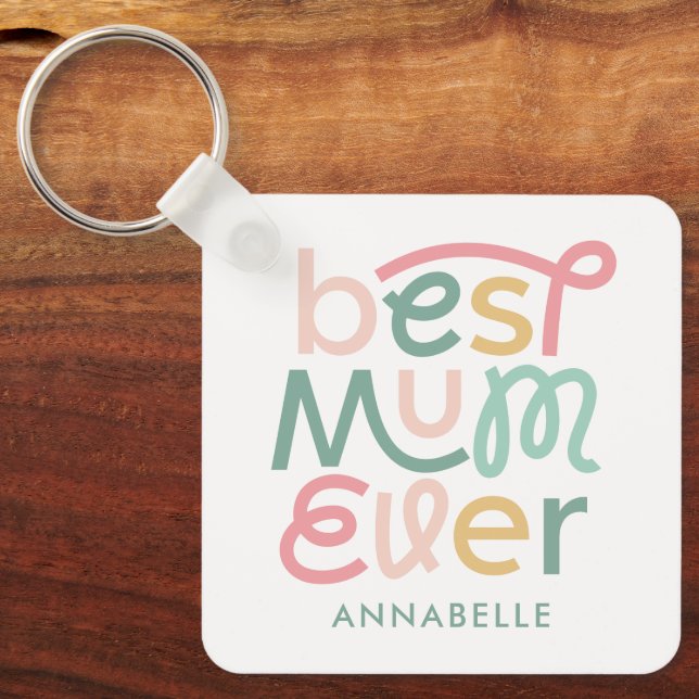 Modern colourful typography elegant stylish key ring (Front)