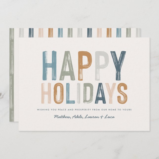 Modern colourful typography Happy holidays Holiday Card (Front/Back)
