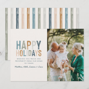 Modern colourful typography happy holidays photo holiday card