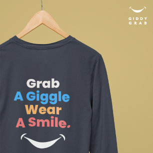 Modern Colourful Typography Smile Simple Navy T-Shirt