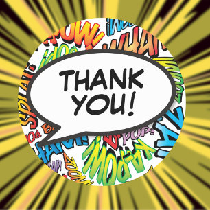 Modern Colourful Typography Thank You Speech Bubbl Classic Round Sticker