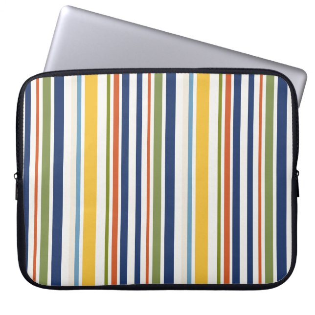 Modern Colourful Vertical Stripe Pattern Laptop Sleeve (Front)