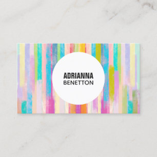 Modern colourful watercolor brushstrokes stripes business card