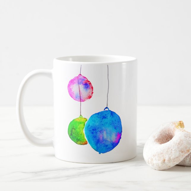 Modern colourful watercolor Christmas arty Coffee Mug (With Donut)