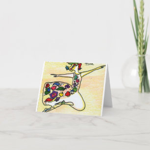 Modern colourful watercolor floral dress girl Card