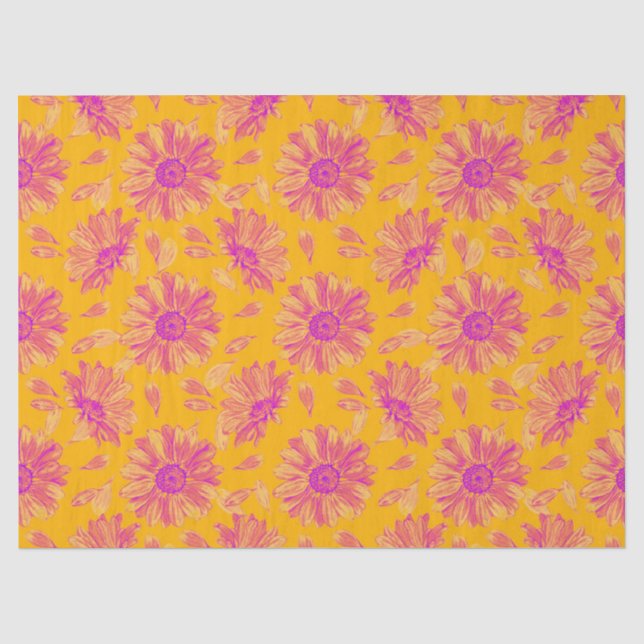 Modern Colourful Watercolor Floral Pattern Tissue Paper (Front)