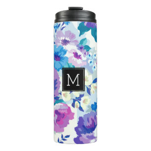 Modern Colourful Watercolor Flowers Pattern Thermal Tumbler