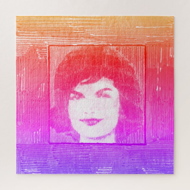 Modern colourful watercolor Jackie Kennedy collage Jigsaw Puzzle (Vertical)