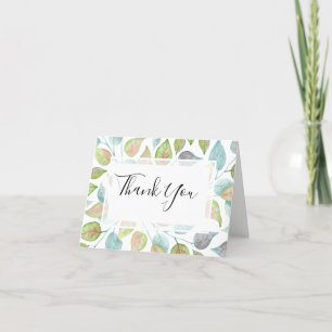 Modern Colourful Watercolor Leaves Foliage Wedding Thank You Card