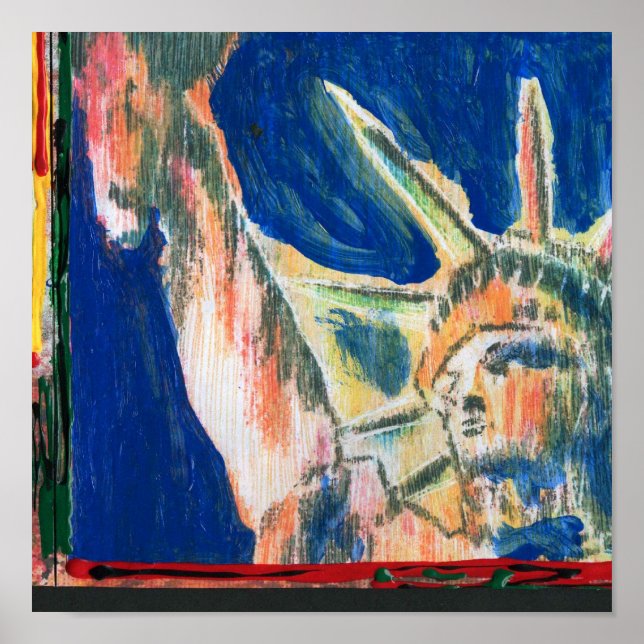 Modern colourful watercolor Liberty head Poster (Front)