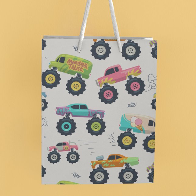 Modern Colourful Watercolor Monster Car Trucks Medium Gift Bag (Creator Uploaded)