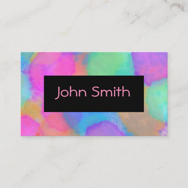 modern colourful  watercolor painted dots business card (Front)