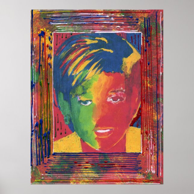 Modern colourful watercolor Princess Diana collage Poster (Front)