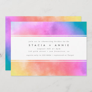 Modern Colourful Watercolor Rainbow Bridal Shower Invitation