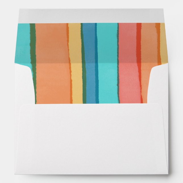 Modern Colourful Watercolor Rainbow Stripes Bold  Envelope (Back (Bottom))